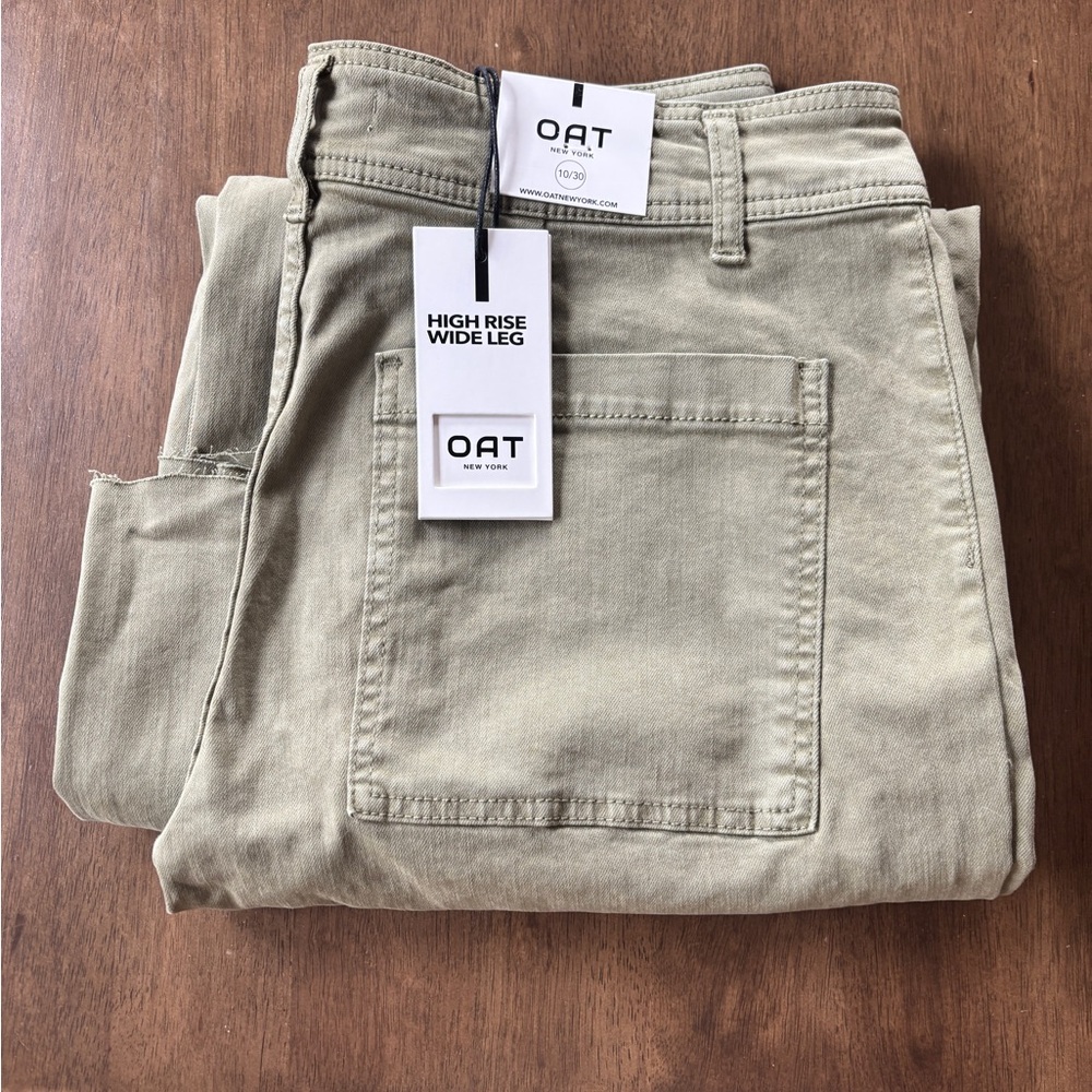 Oat New York High Rise Wide Leg Pants in Olive